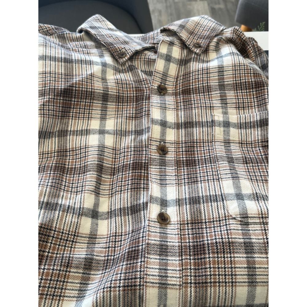 Lands End Mens L T Traditional Fit Plaid‎ Flannel Shirt Long Sleeve Button Down